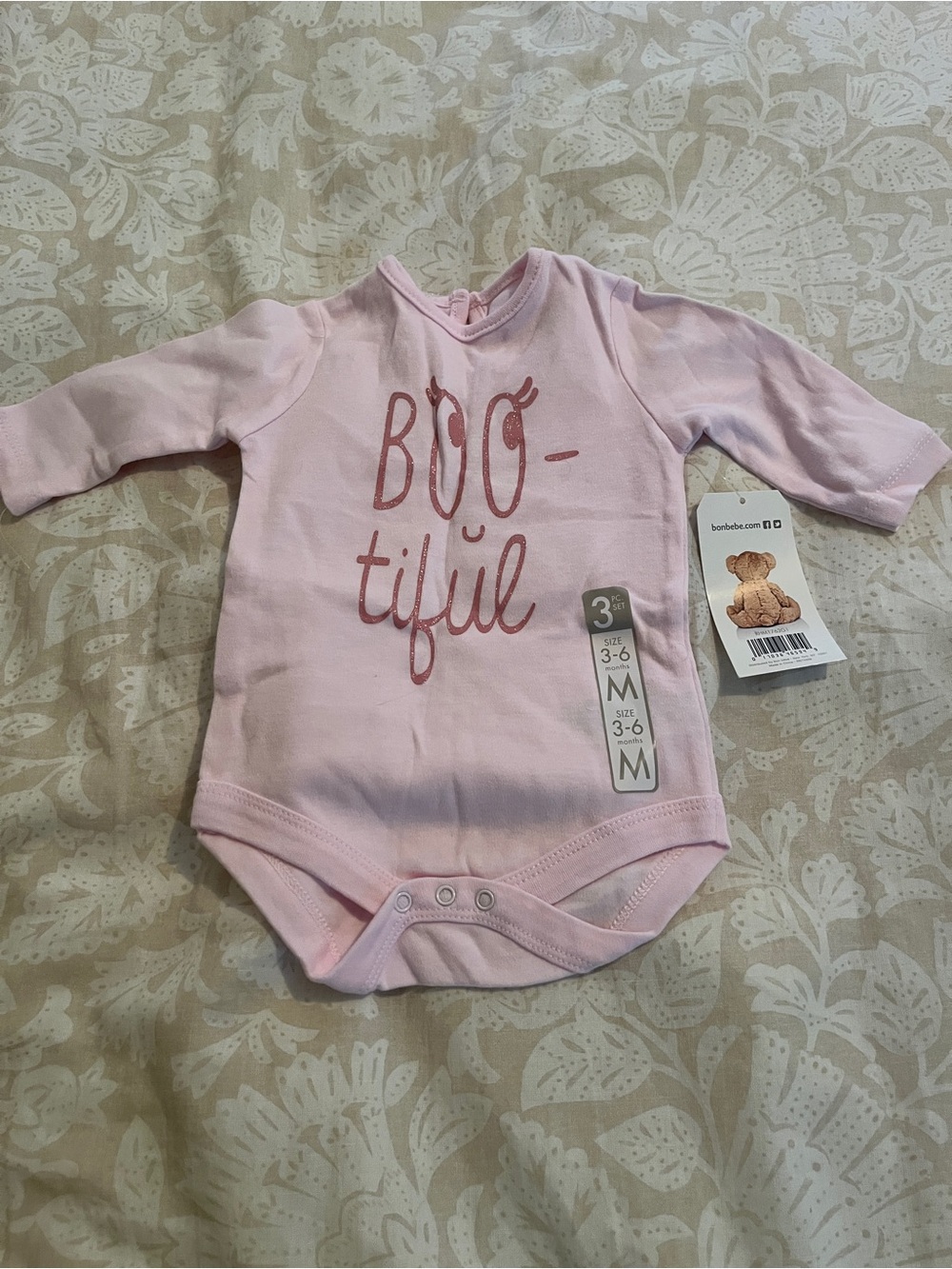 Rene Rofe Pink "BOOtiful" Long-Sleeve One-Piece Bodysuit
